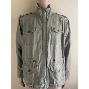 Green Utility Jacket XXL Military Style Cargo Pockets Army Streetwear Layer